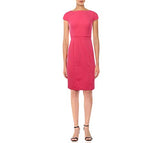 Women's Cap Sleeve Stretch Crepe Slit Sheath Dress