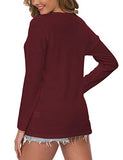 WNEEDU Women's Long Sleeve Waffle Knit Tunic Blouse Casual Button Up Henley Shirts Plain Tops Wine Red M | Women's Sweaters