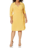 Women's Three-Quarter-Sleeve Faux Wrap Dress Casual | Original Brand