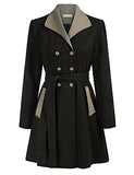 Belle Poque Women Swing Double Breasted Pea Coat Winter Mid-Long Lapel Dresses Coat Outwear