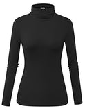 Womens Long Sleeve Turtleneck Slim Fitted Lightweight Casual Active Layer Tops Shirts