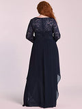 Women's Autumn Lace Long Sleeve Chiffon Plus Size Bridesmaid Dress  - Sara Clothes