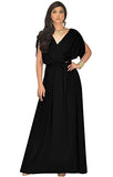 Formal Short Sleeve Cocktail Flowy V-Neck Gown