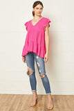 Women's Riki Ruffle Sleeve V-Neck Top | Original Brand | Women's Tops and Blouses