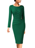 Vfshow Womens Elegant Ruched Work Business Office Cocktail Party Bodycon Pencil Dress | Women's Casual Dresses