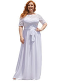 Ever-Pretty Women's Plus Size Elegant Half Lace Sleeves Empire Waist A Line Chiffon Bridesmaid Dresses 7624PL