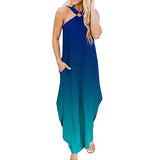 Maxi Dress for Women Summer Casual Criss Cross Sundress Sleeveless Split Long Beach Dress with Pockets | Original Brand