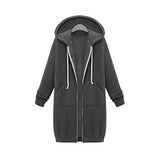 Zip Up Hoodies Coat Long Sleeve Warm Fleece Outerwear Casual Loose Sweatshirts Long Plus Size with Pockets Hooded Sweater Coats