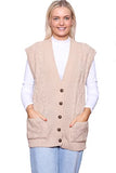 New Plus Size Women Moss Knitted Waistcoat Pockets Sleeveless Buttons Cardigan | Women's Cardigan