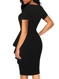 Womens V Neck Slim Ruffle Hem Work Pencil Sheath Dress Chic Party Church Bodycon Dresses OX300 | Women's Work Dresses
