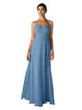 ALICEPUB V-Neck Bridesmaid Dresses for Women Long Chiffon Formal Evening Dress with Drape Decor