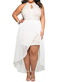 Plus Size Hi Low Lace Overlay Halter Cocktail Casual Beach Wedding Maxi Dress | Women's Formal Dresses