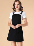 Women's Adjustable Strap Overall Dress A-Line Above Knee Pockets Suspender Skirt