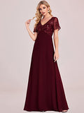 Women's A-Line Sweetheart Illusion Embroidered Maxi Party Evening Dress  - Sara Clothes