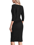 Women's Retro 4-Mar Sleeve Ruched Elegant Business Pencil Sheath Dress | Women's Work Dresses