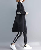 Women Casual Baggy Pullover Dress with Black and White Striped Pocket GA1271 A