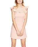 Women's Ruffle Sleeve Square Neck Woven Dress,  Dusty Pink,  10 | Original Brand