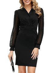 GRACE KARIN Women's Pencil Work Dresses Long Sleeve V Neck BodyconBusiness Dress Elegant Cocktail Party