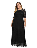 Chicwe Women's Stretch Lined Plus Size Scalloped Lace Maxi Dress Gown