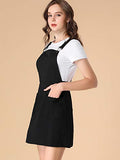 Women's Adjustable Strap Overall Dress A-Line Above Knee Pockets Suspender Skirt