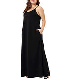 Womens Casual Sleeveless Plus Size Loose Plain Long Maxi Dress with Pockets | Original Brand