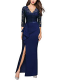 Women's Vintage Floral Lace Ruffle Half Sleeve Evening Party Formal Long Dress