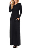 H&C Women Long & Short Sleeve Loose Plain Casual Long Maxi Dresses with Pocket | Women's Casual Dresses