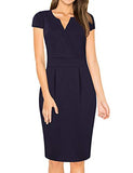 Navy Blue Women's V-Neck Work Business Bodycon Pencil Dress - MISSKY | Women's Work Dresses