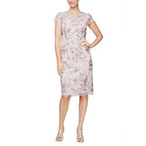 Blush Women's Midi Length Embroidered Dress - Alex Evenings | Women's Formal Dresses