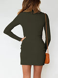 omen's Casual Elegant Crewneck Long Sleeve Solid Tie Waist Mini Dress Dress Short Dress