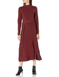 The Drop Women's Odette Long Sleeve Mock-Neck Belted Swing Maxi Dress | Women's Casual Dresses