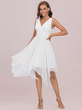 Women Double V Neck Ruched Waist A Line Cocktail Party Dress  - Sara Clothes