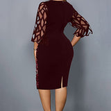Women's Dress Sweet & Cute Dress Ladies Sexy Plus Size Long Sleeve Solid Splicing Perspective Sequin Dress Fancy Cocktail Dress Party Dress Maxi A-line Dress | Original Brand | Women's Cocktail Dresses