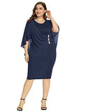 Women's Chiffon Poncho Slit Sleeve Plus Pencil Overlay Mini Dresses | Women's Work Dresses