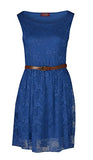 women's skater dress, sleeveless, floral lace belt