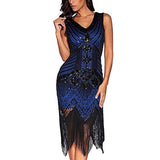 YYW Gatsby Dress Women 1920s V Neck Beaded Fringed Evening Flapper Dress for Party Cocktail Dresses