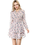 Women's Floral Smocked Tie Neck Layered Chiffon Mini Dress | Original Brand