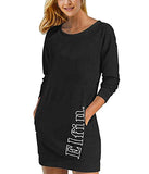 ELFIN Women's sweatshirt dress long sleeve dresses sweatshirt dress casual sporty long shirt tops mini dresses with logo print autumn