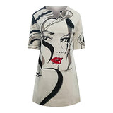 Ladies Casual Half Sleeve V-Neck Printed Ladies Loose Long Dress Bodycon Dress Office Wear for Casual Club Cocktail Evening Gowns Work UK Size 8-26 | Women's Work Dresses