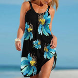Womens Spring Dresses 2022 Floral Print Sleeveless Cute Dress Beach Dresses Mini Short Sundress Travel Dress | Original Brand