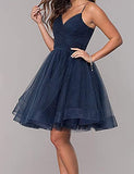 Women's Short Sleeveless Prom Dresses A Line Backless Tulle Homecoming Dresses RQB141