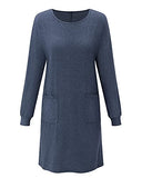 Women Long Sleeve Casual T-Shirt Dresses Midi Dress with Pockets | Women's Midi Dresses