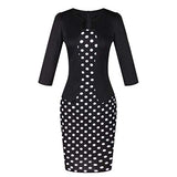 Women Dresses Promotion Sale Women Patchwork Polka Dot Printed Wear To Work Business Party Formal Sash Dress Plus Size Dress Party Dress Weddings Guest Vintage Dress UK Size | Original Brand | Women's Work Dresses