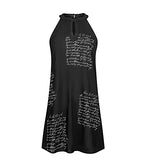 Fashion Ladies Sexy Casual Sleeveless Halter A-line Skirt Printing Dress UK Size Party Dress | Women's Work Dresses