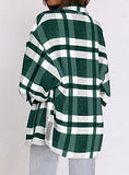 Beaully Women's Brushed Plaid Shirts Long Sleeve Flannel Lapel Button Down Pocketed Shacket Jacket Coats 6017 Green X-Large1 | Women's Casual Dresses