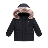 UWBACK Boys Winter Jacket Kids Hooded Down Coats Warm Parka with Faux Fur Trim For Girls