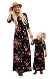 Mother and Daughter Matching Maxi Long Dress Flower Pattern Dresses Family Party Dress for Mother and Girl S-3XL