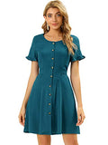 Women's Ruffle Sleeve Shirtdress Belted Button Front Shirt Dress | Original Brand