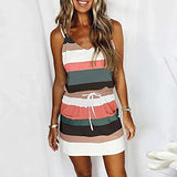 Summer Dress for Women Casual V-Neck Sleeveless Bandage Stripe Printing Loose Vest Sling Premium Dresses | Original Brand