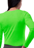 Neon Lime Green Scrubs for Ladies - Long Sleeve Comfort Underscrub Tee - SIVVAN Womens Fall Fashion | Women's Tops and Blouses